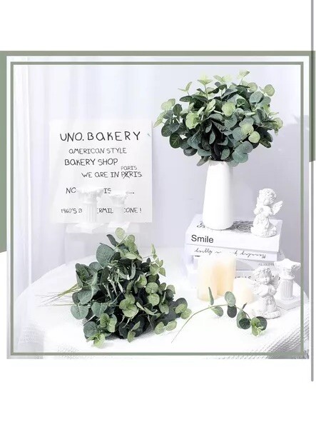 Tigeen 100 Pcs Artificial Eucalyptus Stems Tall 11.8 Inch Tall Faux Eucalyptus