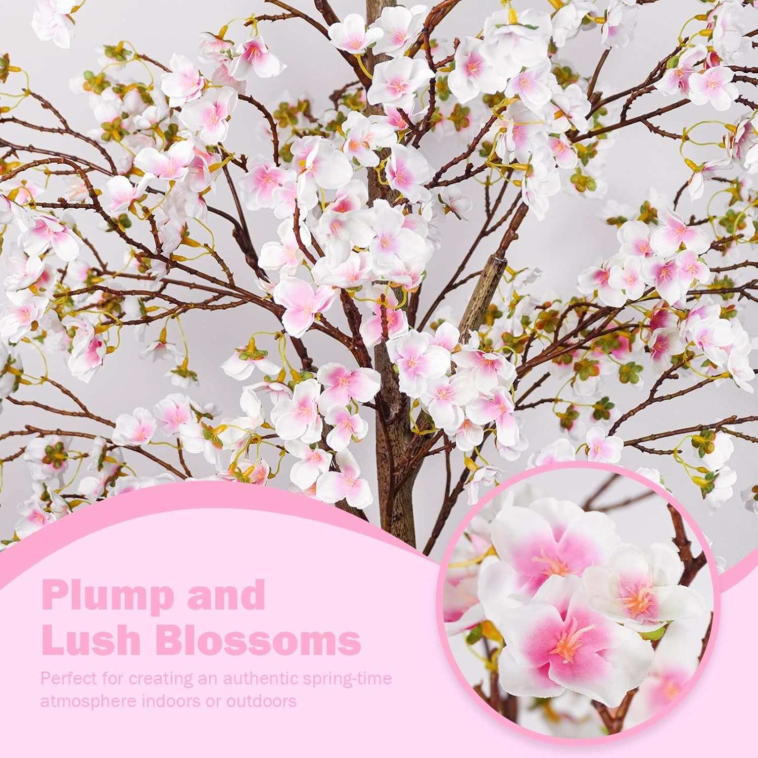 6FT Artificial Cherry Blossom Tree with Pot – Pink Faux Plant for Home Decor