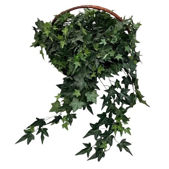 Set Of 2 Gold Leaf Collection Silk Artificial English Ivy Basket