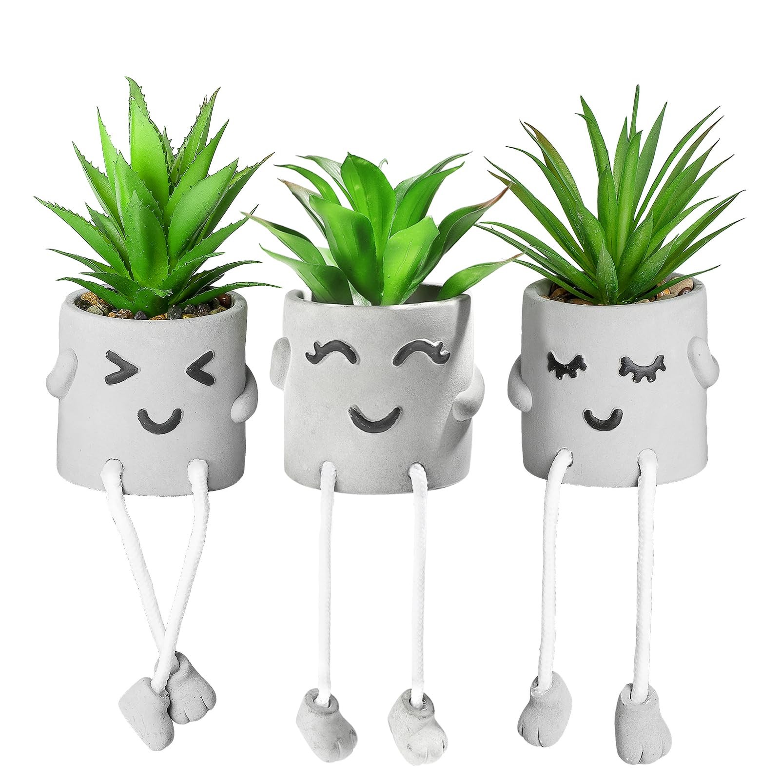 3 PCS Creative Artificial Mini Fake Succulent Emotional Cement Potted Plant