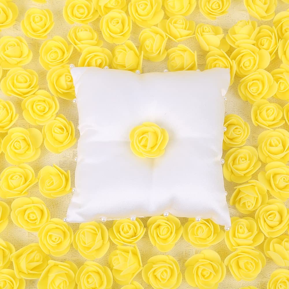 500 PCS Mini Yellow Foam Rose Heads Artificial Fake Flowers DIY Wedding Bulk