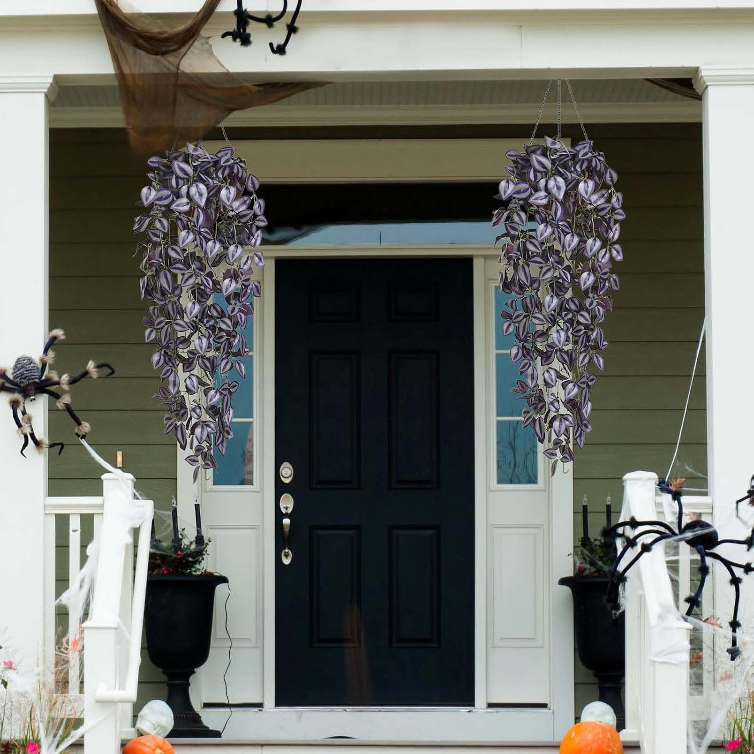 Fake Hanging Plants, 2Pcs Artificial Hanging Plant, Faux Deep Purple Vines Hangi