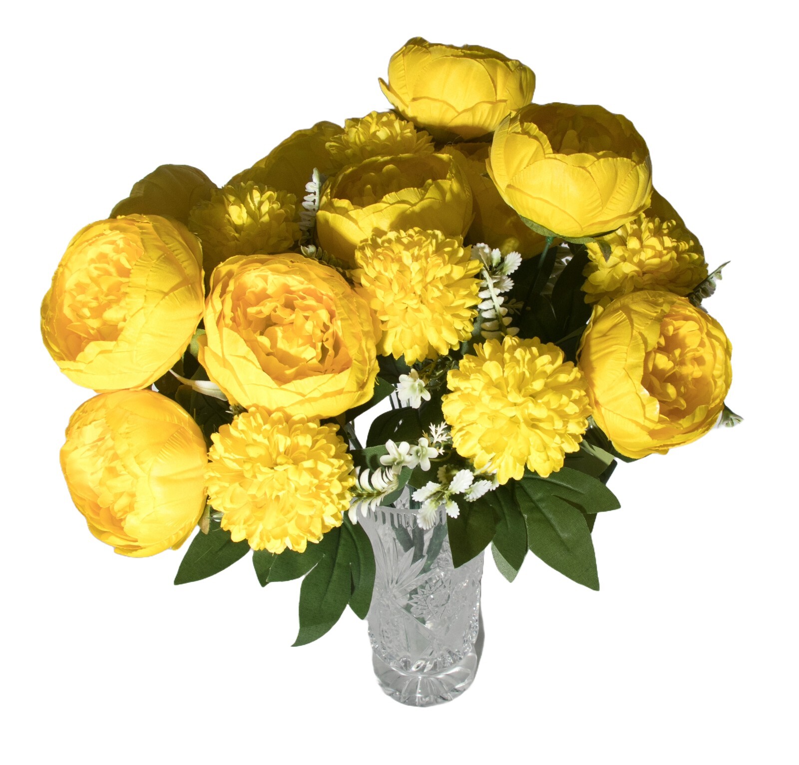 PETALELLA – Artificial Yellow Peony Flowers Bouquet (Vase Not Included)