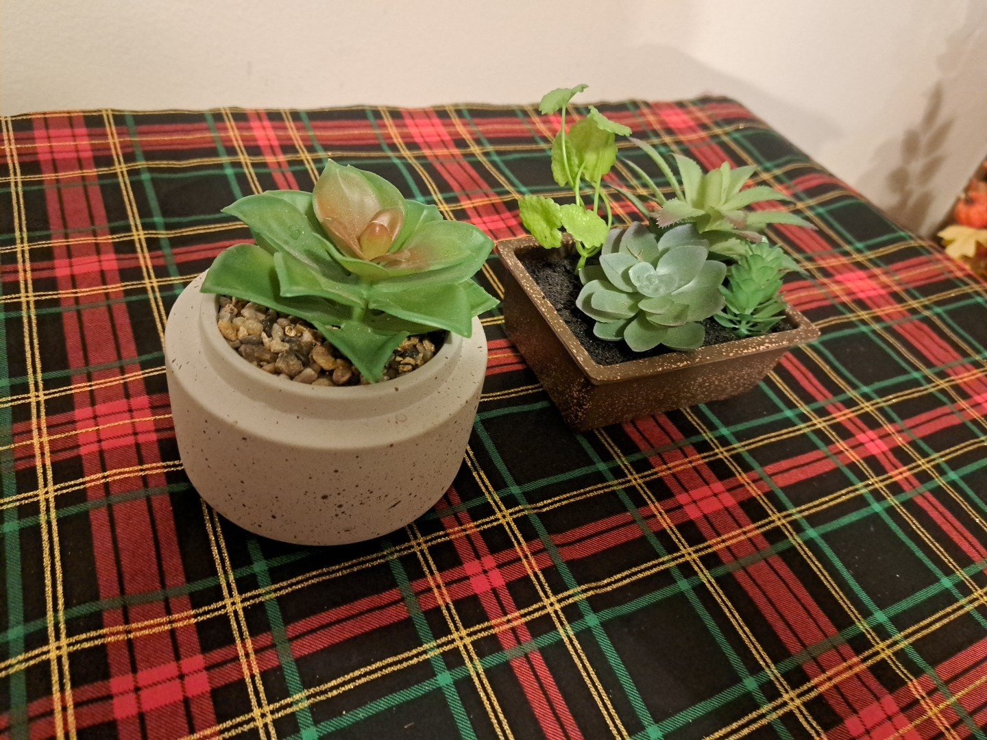 Mini Artificial Succulent Plants Set Of 2 In Pots Minimalist Modern Home Decor