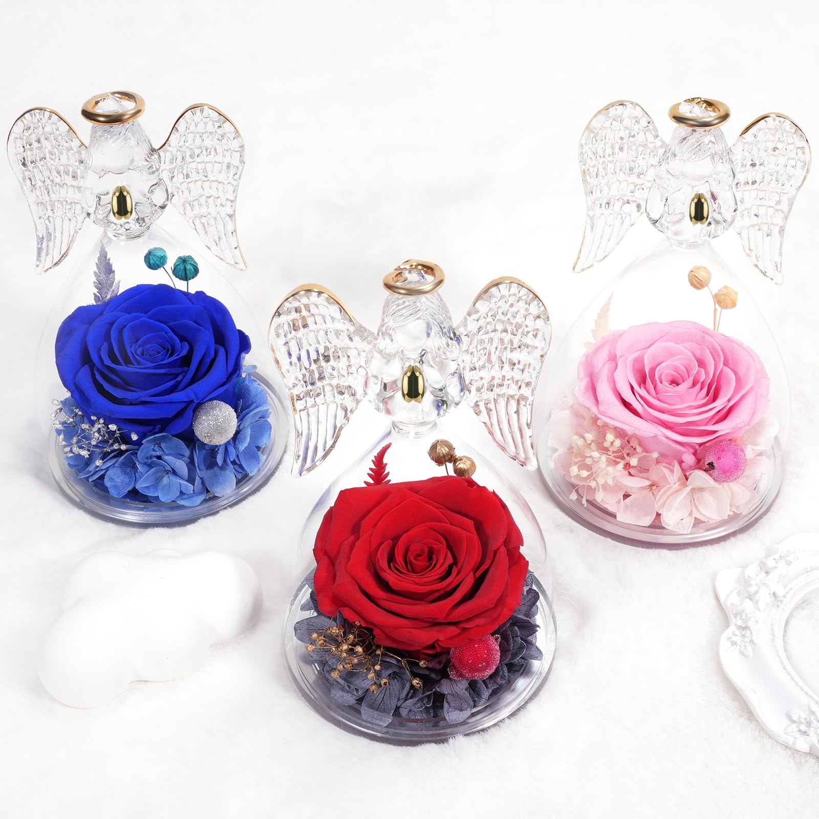 Angel Figurines Forever Real Rose Birthday Gifts for Mom Grandma Wife,Flowers