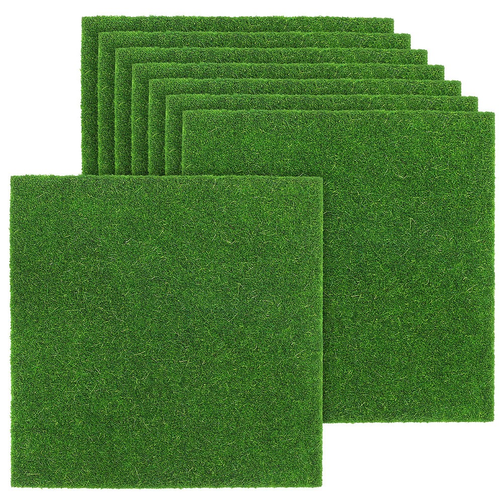 16 Pcs Artificial Green Moss Turf Mats For Crafting Faux Moss Sheets 15cmx15cm