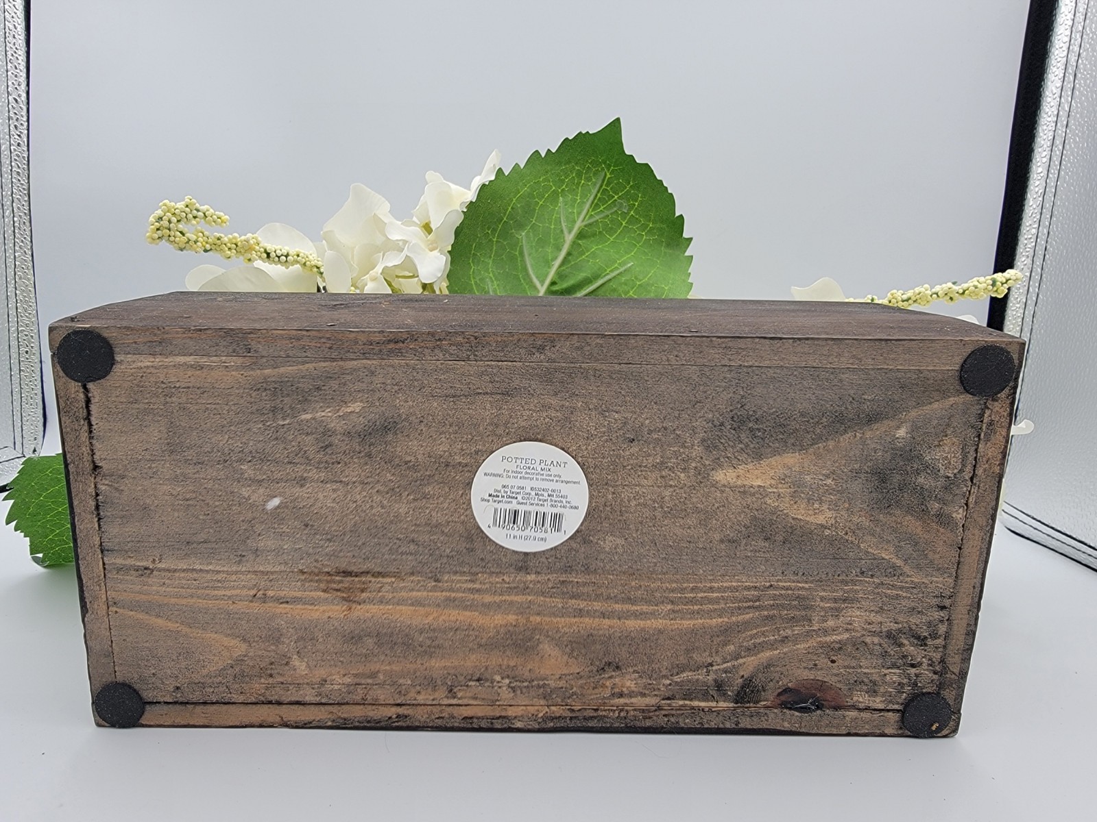 Faux Flowers Cream Peonies, Hydrangeas, Roses Ivy, Wood Box
