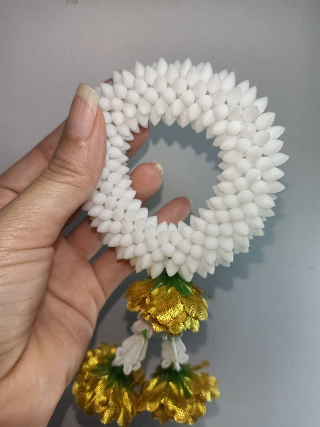 Pair Gold Silver Flower Fabric Plastic Garland Round Malai Jasmine Artificial mi