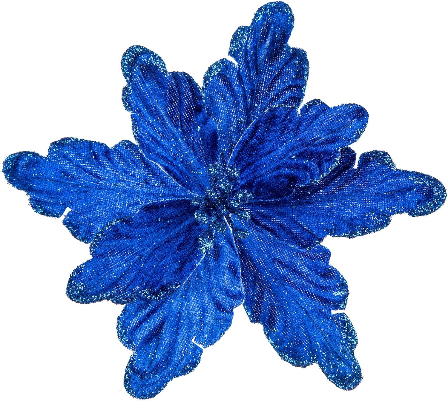 7Pcs Poinsettia Flowers Picks Artificial Glitter Poinsettia Flowers with Stems C