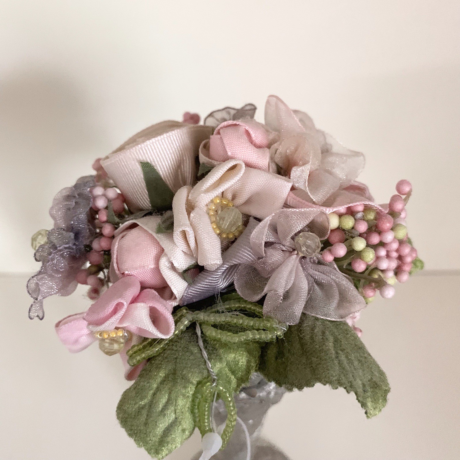 Beautiful Beaded Flower Decor Silver Vase