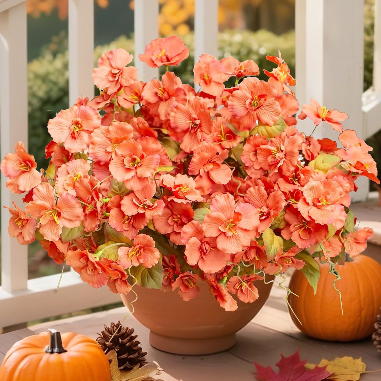 6 Bundles Faux Silk Hibiscus Flowers, UV Resistant Outdoor Fuchsia