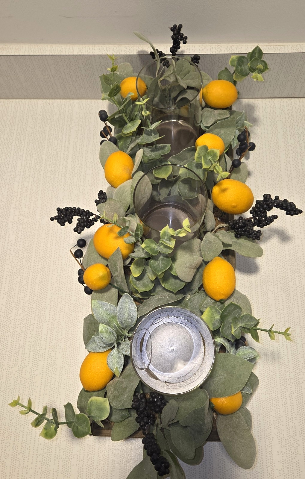 Kirkland Home Decor Farmhouse Lemon Blueberry Floral Candle Centerpiece 2020