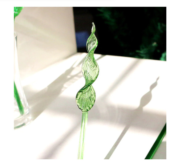 Luxe Handmade Colored Glass Flower Art Long Stem Floral Home Decor Romantic Gift