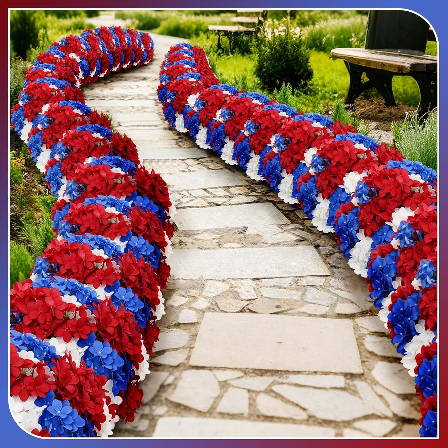 12 Bundles Red White and Blue Artificial Flowers for Outdoors Bulk 20” Patrioti