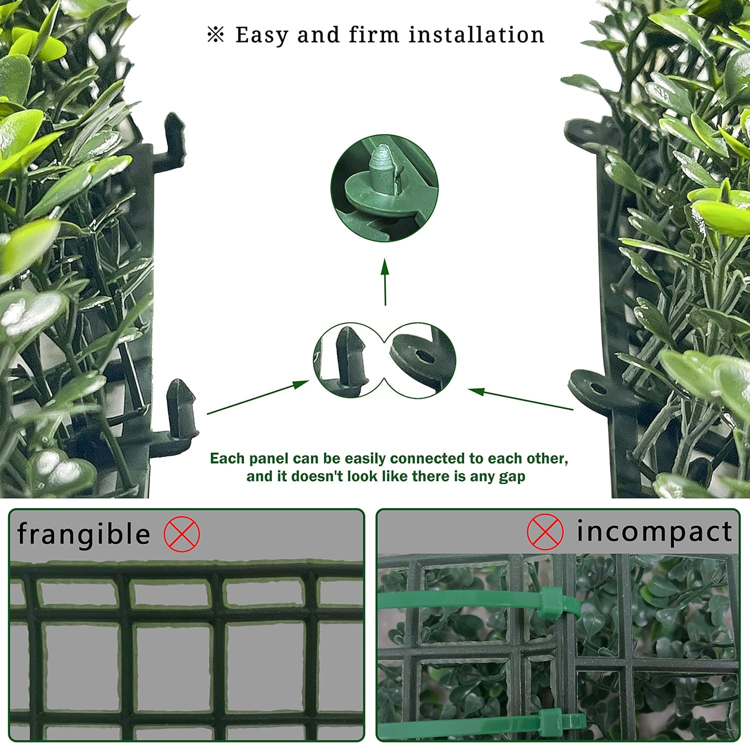Artificial Grass Wall Panel,10″X 10″(12Pcs) Boxwood Faux Green Wall Panels for I