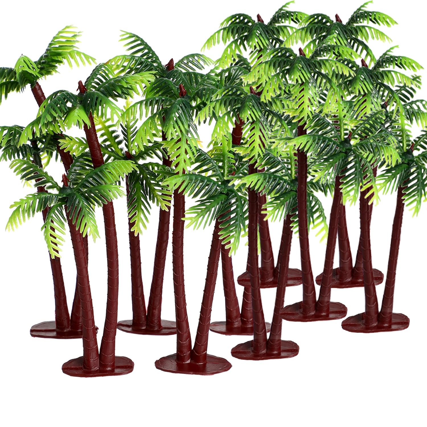 10pcs Plastic Palm Tree Model Trees – Miniature Palm Trees Fake Plastic Trees…