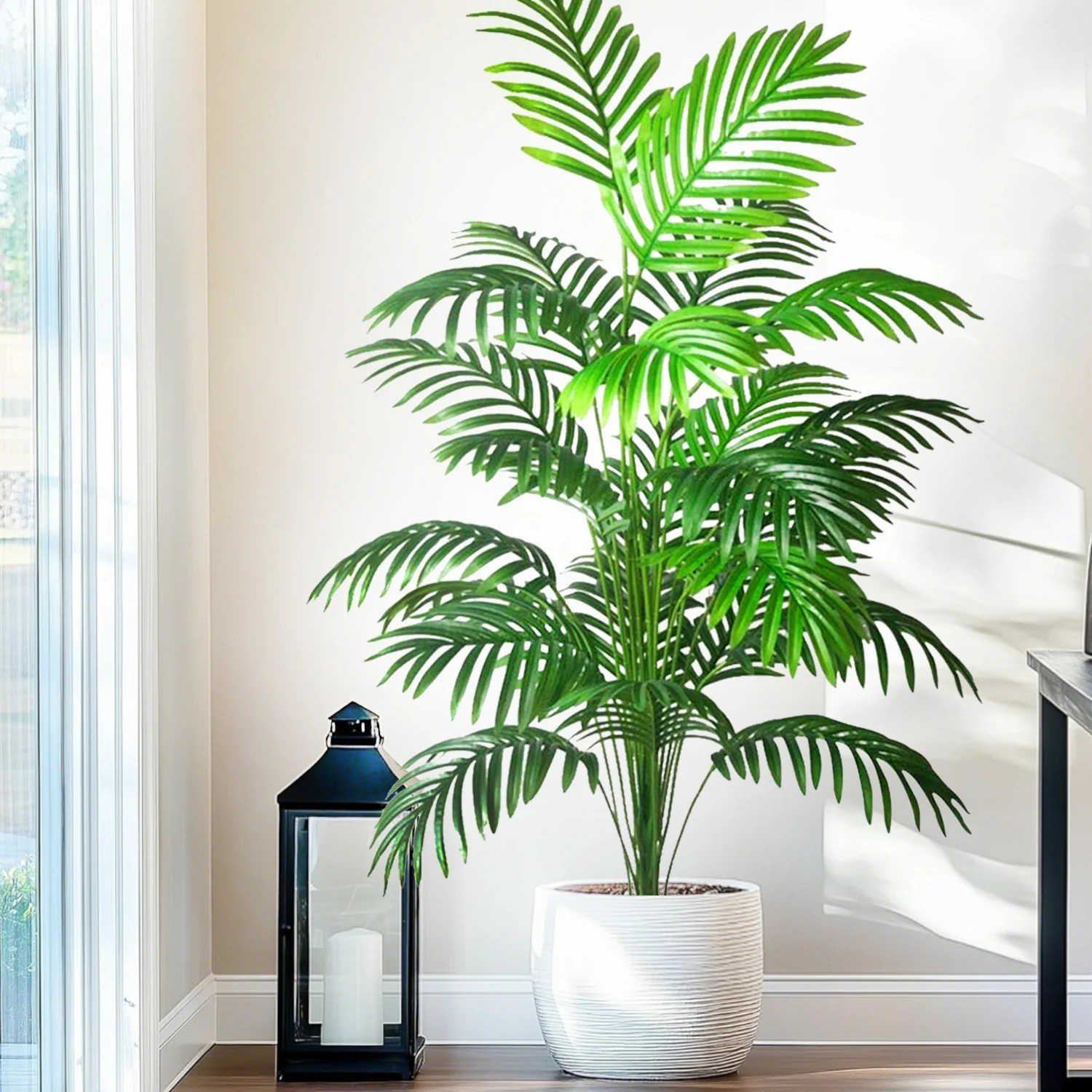 45-125CM Artificial Palm Tree Tropical Fake Plant Green Faux Palm Leaf Branch