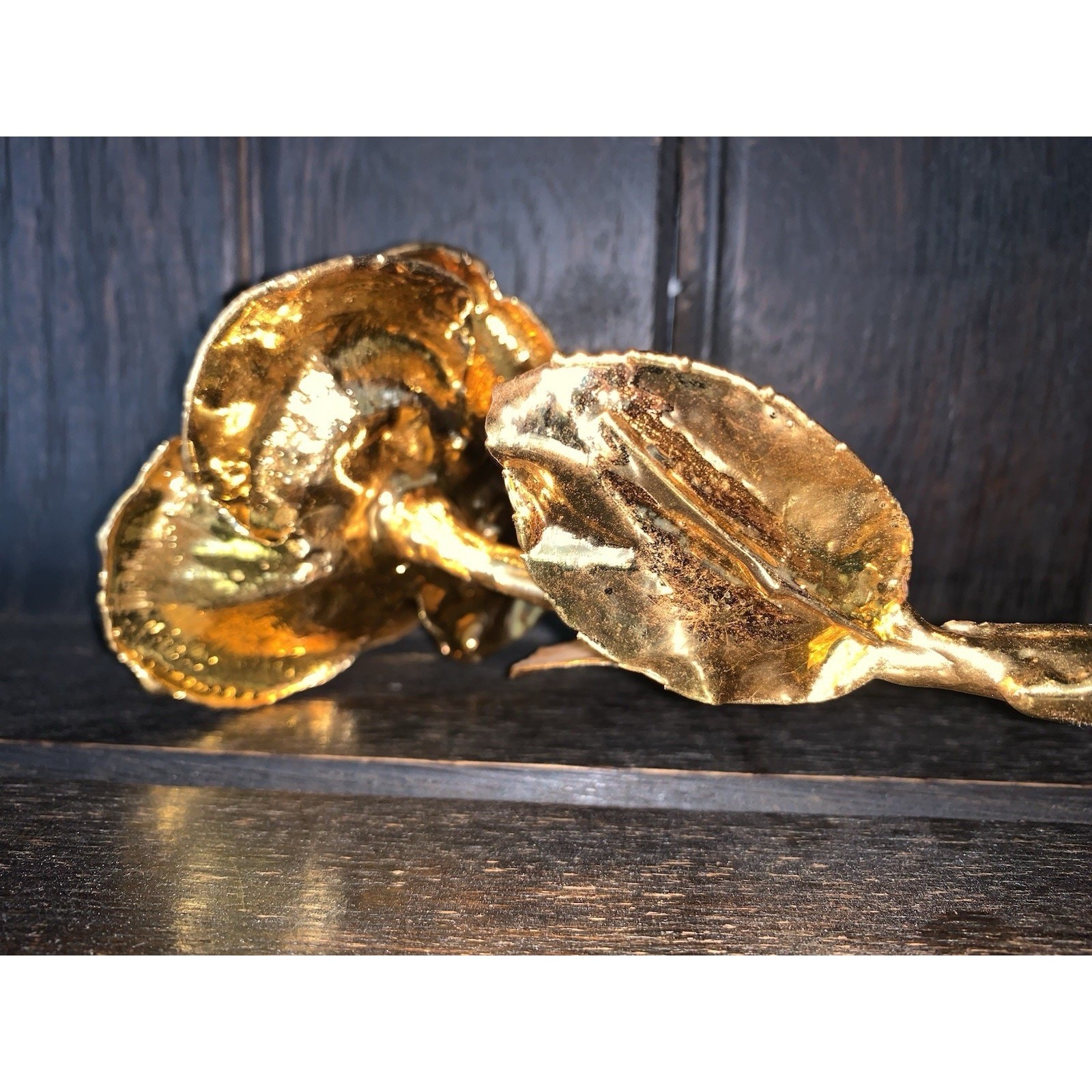 24kt Gold Long Stem Tall Gold Dipped Rose In Great Condition 12” X 4” X 3”