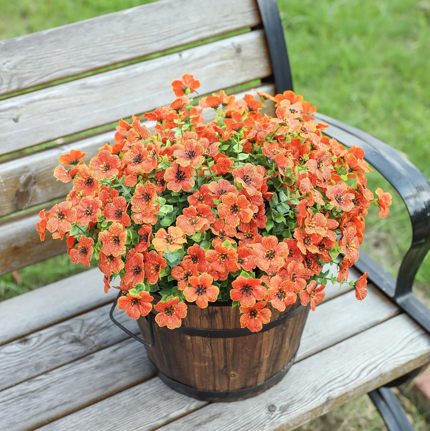 Artificial Fall Flowers Faux Mums for Outdoor Indoor Garden Home Decoration, Fau