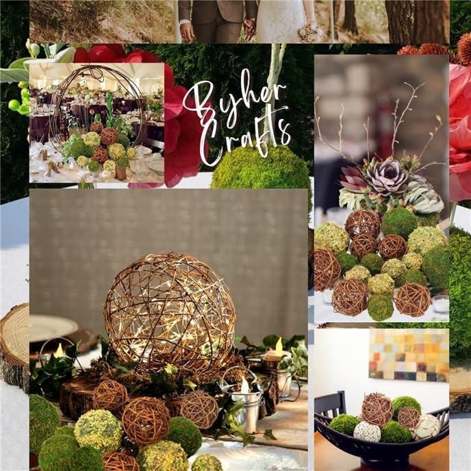 Decorative Balls for Centerpiece Bowls Set 18pcs Faux Moss Rattan Wedding Decor