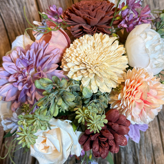 Sola Wood Silk Floral Centerpiece Rustic Wooden Box Arrangement Home Decor Gift