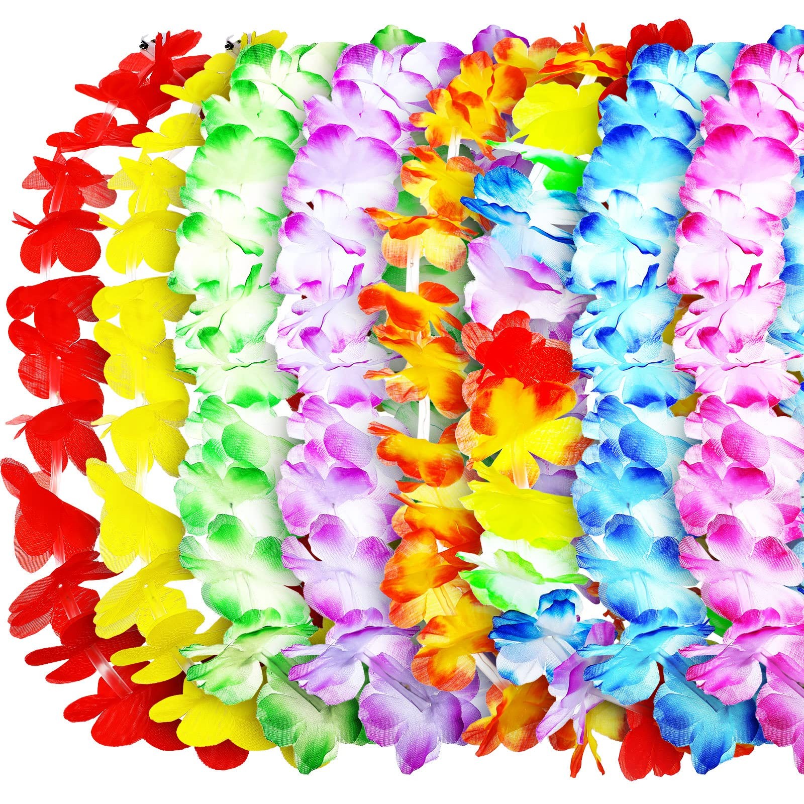 Giegxin 24 Pcs LED Hawaiian Lei Light up Flower Lei Tropical Glow Necklaces L…