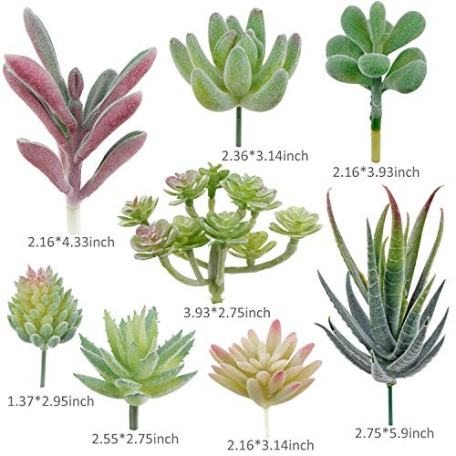 16 Pack Artificial Succulent Flocking Plants Unpotted Mini Fake Succulents