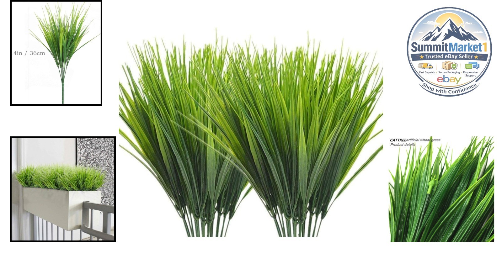Artificial Wheat Grass 5pcs Fake Green Leaves Home Garden Decoration