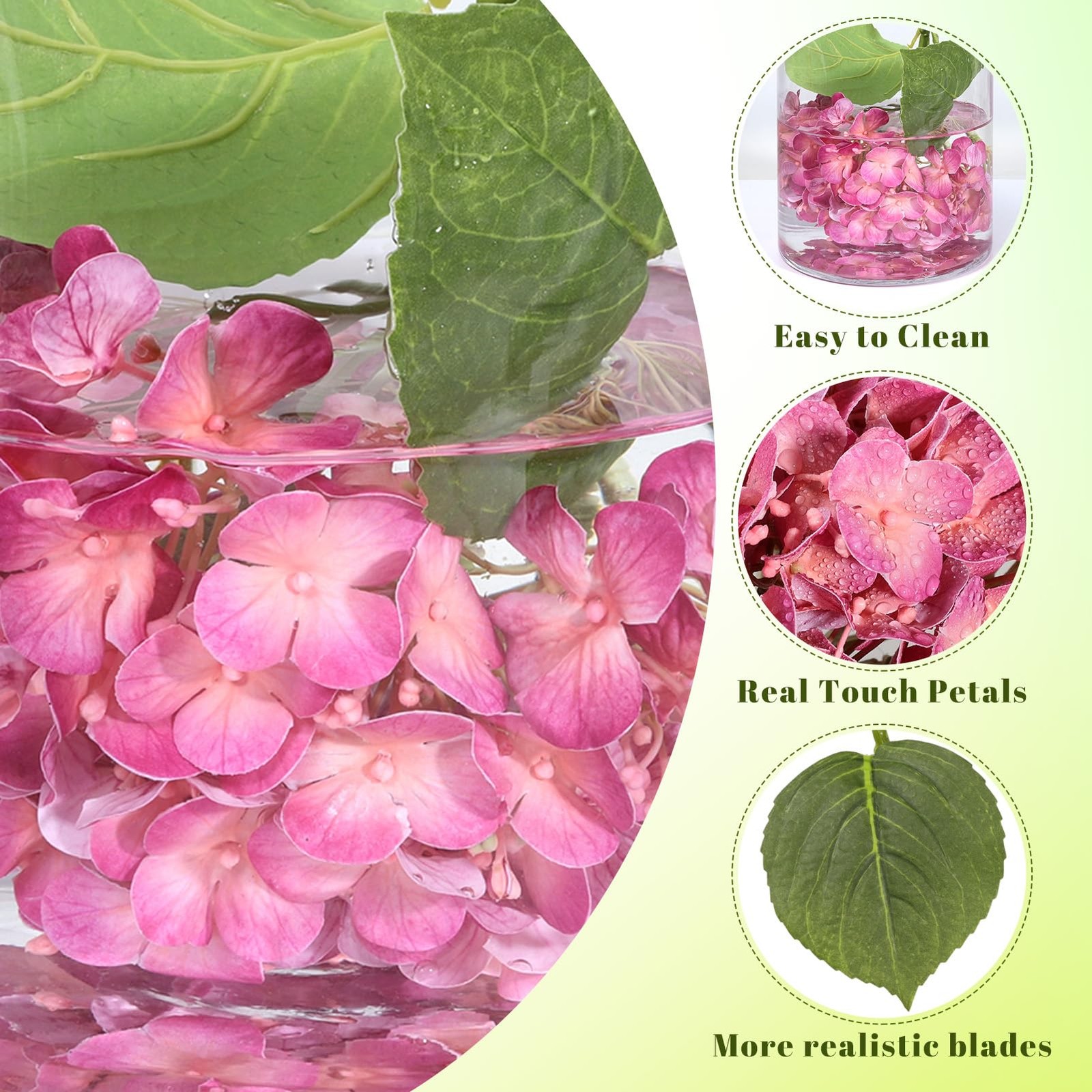 Hydrangea Artificial Flowers 4 Pcs 20″ Magenta Latex Real Touch Hydrangea Flo…
