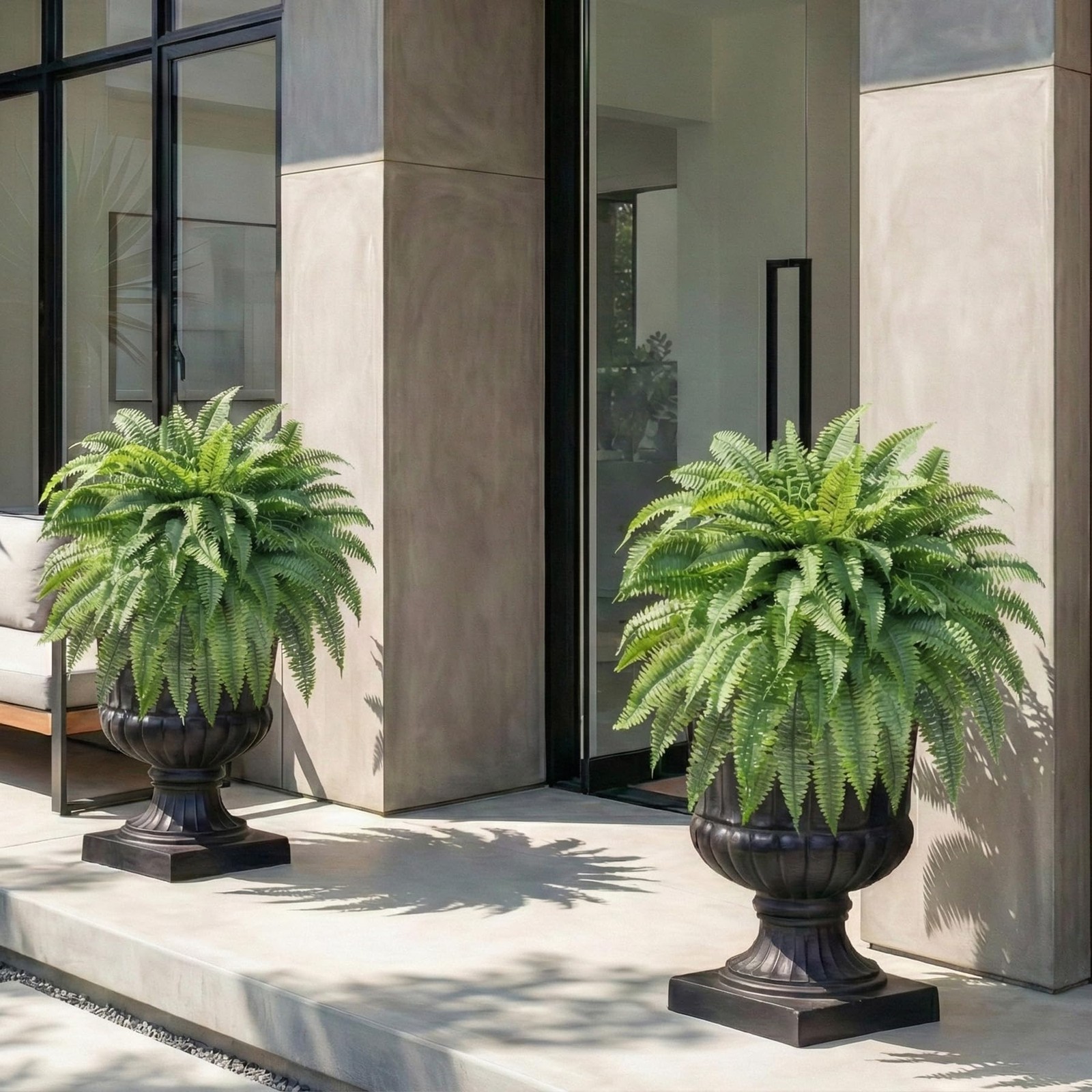 Set of 2 UV-Resistant Fake Boston Fern Bush with 128 Branches, 51″ Large Faux…