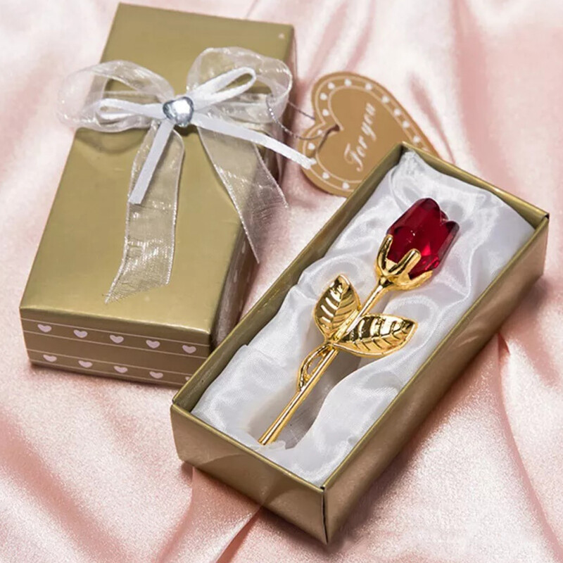 Valentine’s Day Gift Crystal Glass Rose Artificial Flower Birthday Party Wedding