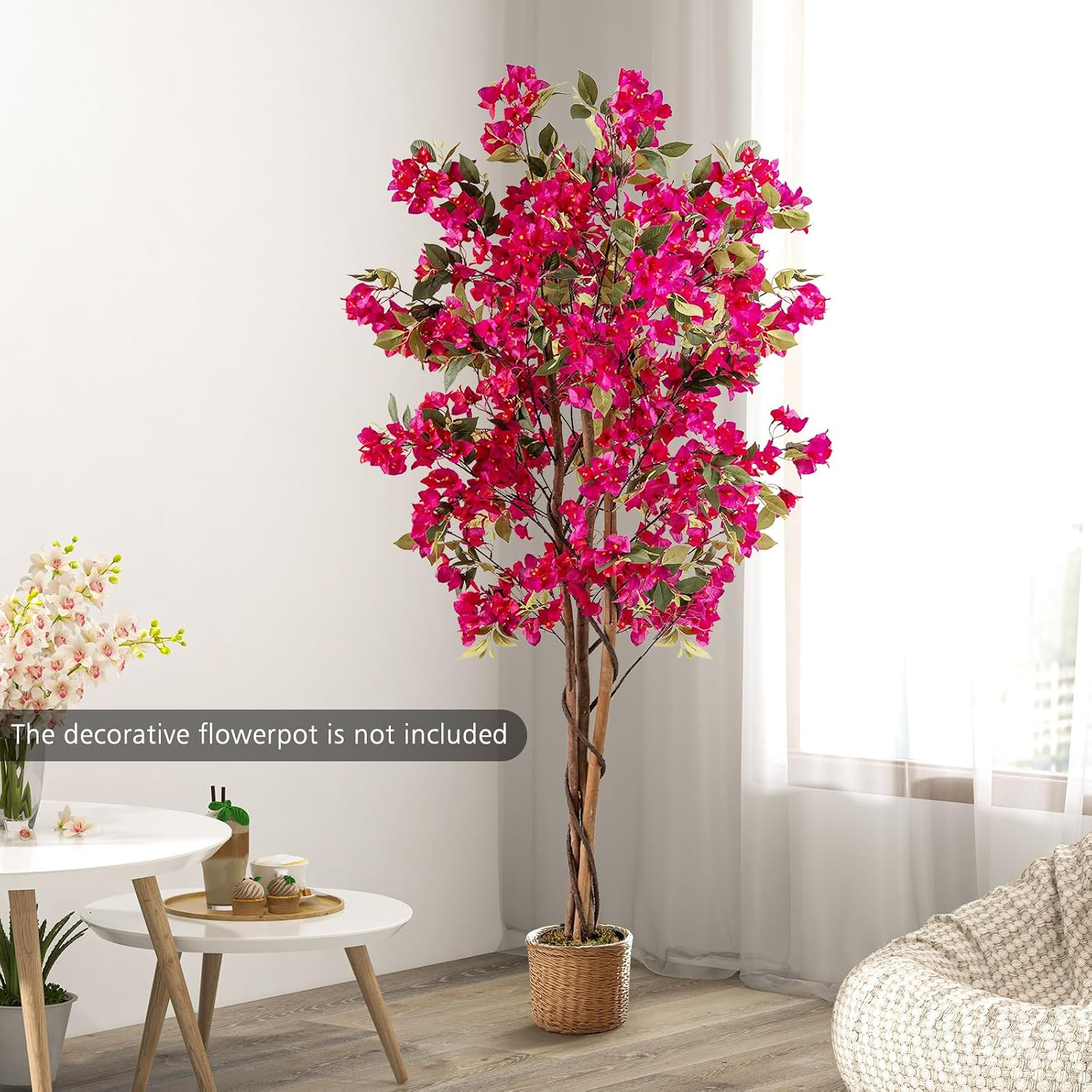 6 FT Bougainvillea Artificial Tree, Faux Flower Tree in Pot with 910 Flowers, 10