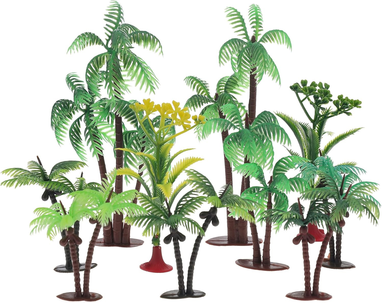 10Pcs Miniature Coconut Palm Tropical Tree Plastic Plant DIY Decor | Artificial