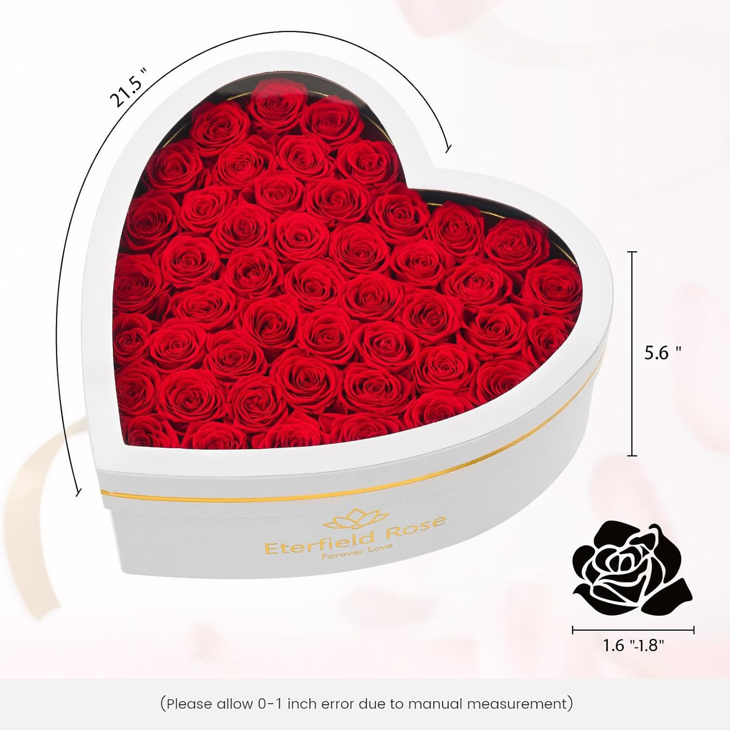 Eterfield 47-Piece Forever Flowers in Heart Shape Box, Preserved Roses Red