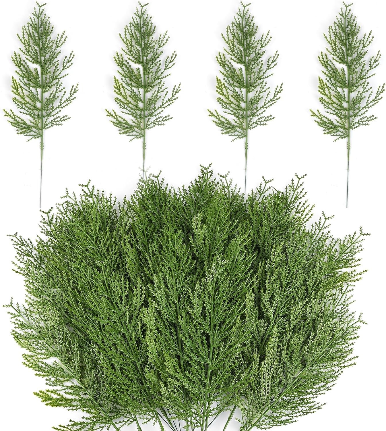 40Pcs Artificial Pine Branches Faux Cedar Stems Christmas Greenery Picks