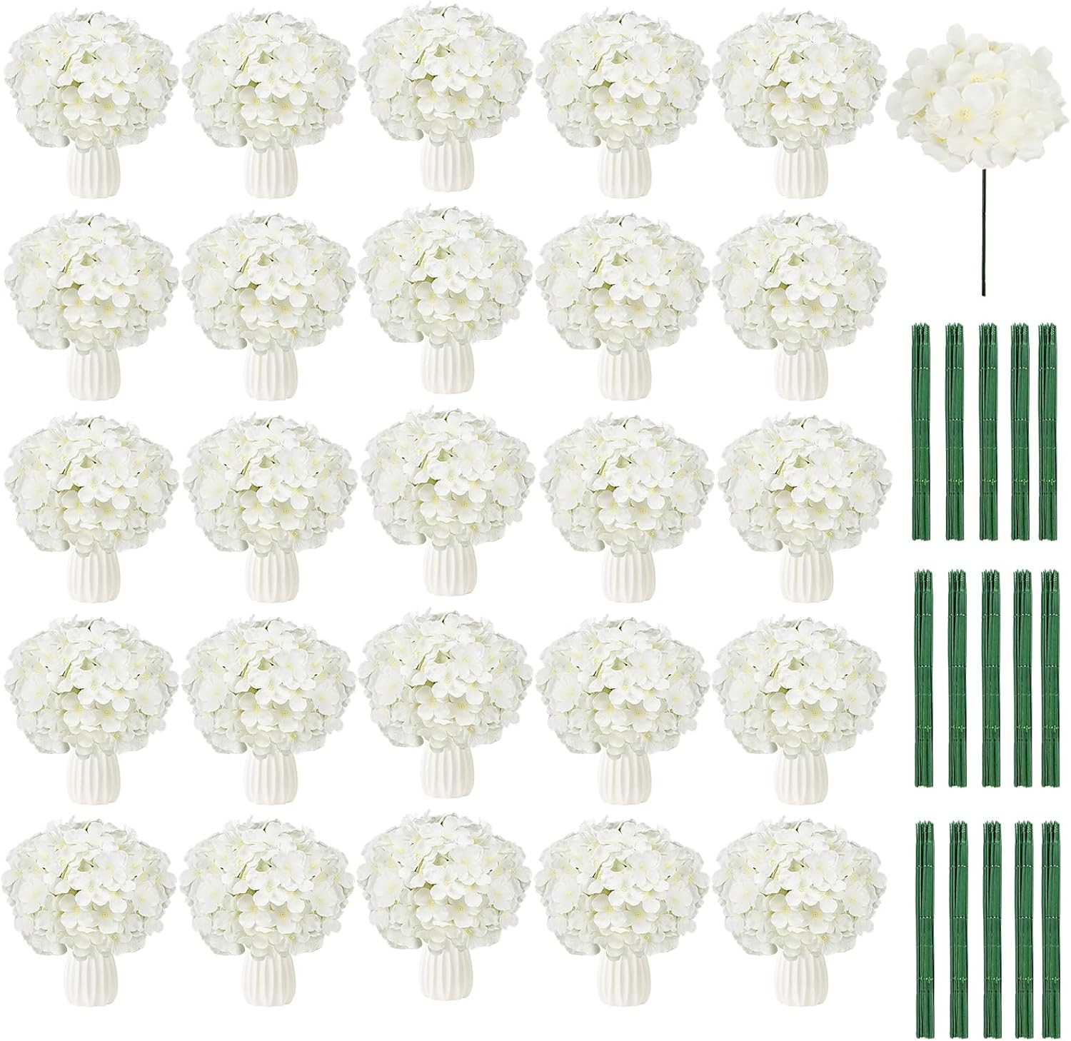 210PCS Hydrangea Artificial Flowers Silk Fake Flowers with Stems for Mother’S Da