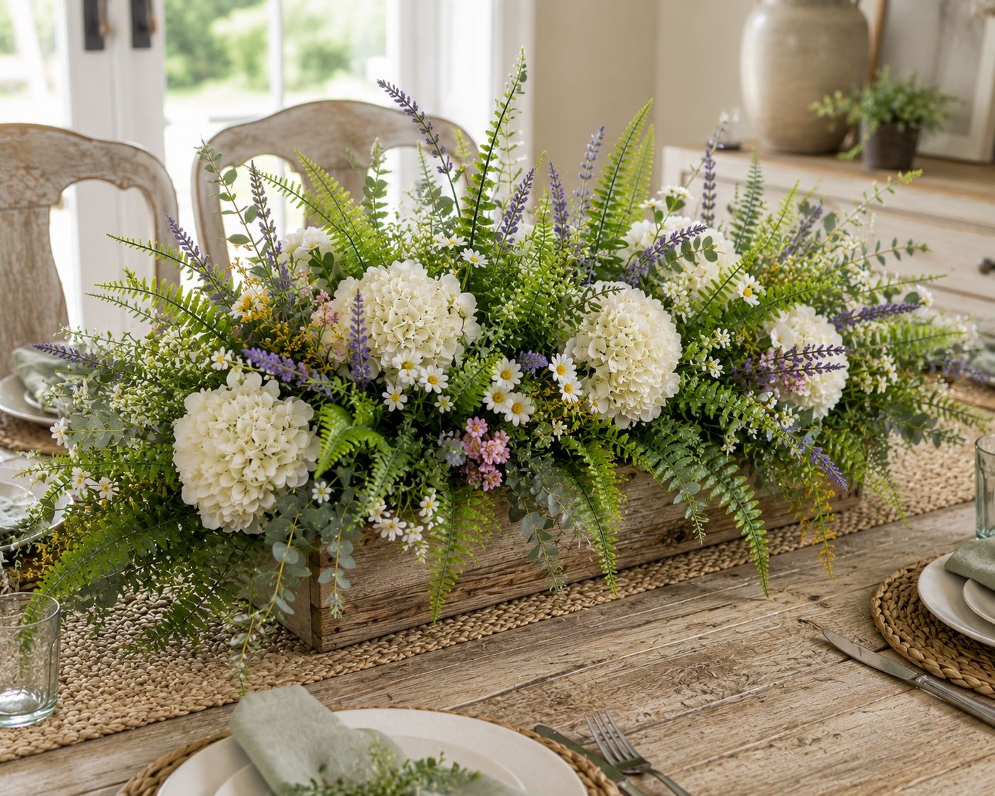 Artificial Boston Fern Picks Set of 10, 15 Inch Faux Fern Greenery, Floral Fille
