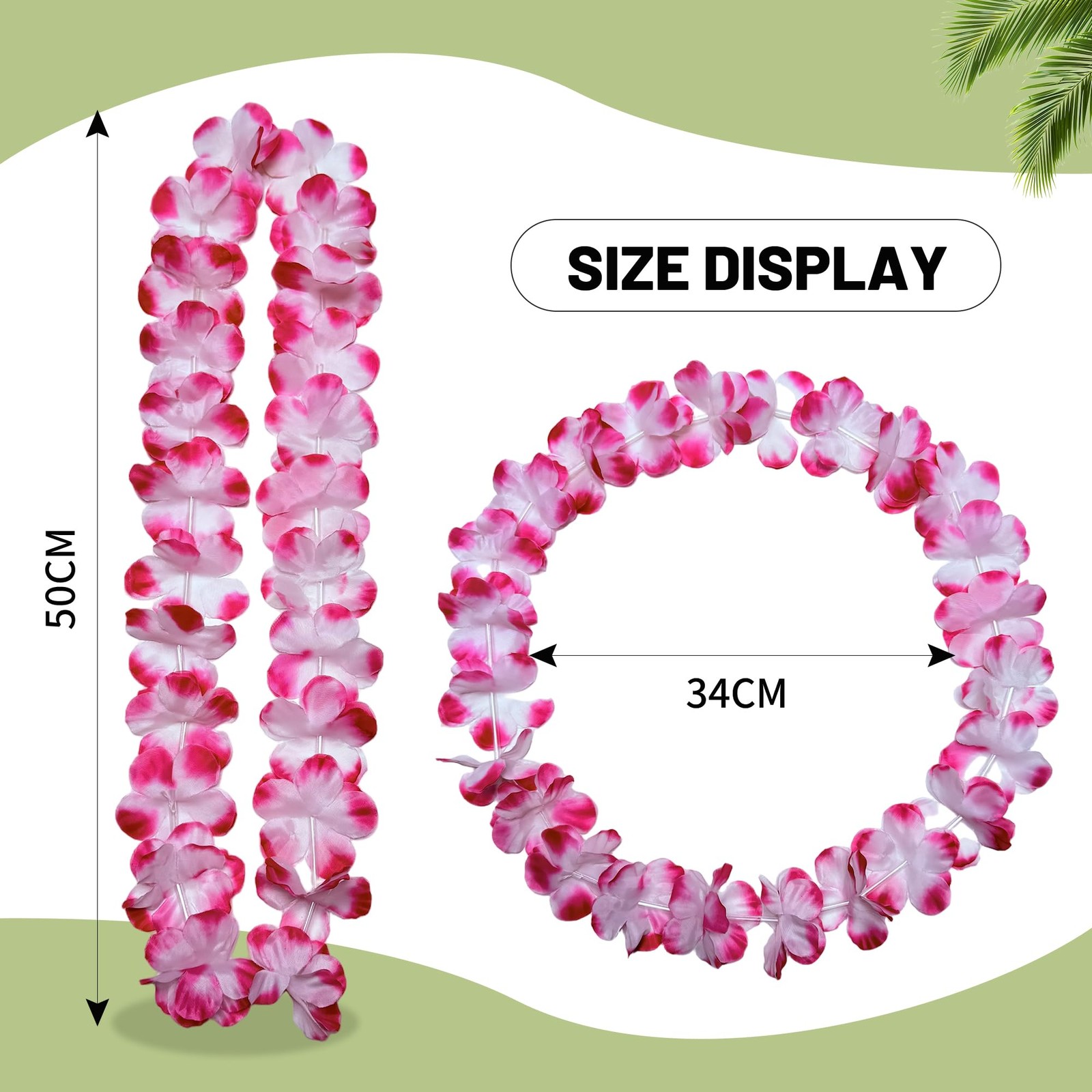 Hawaiian Leis 50 PCS Hawaii Flower Leis for Adults and Kids Tropical Luau Par…