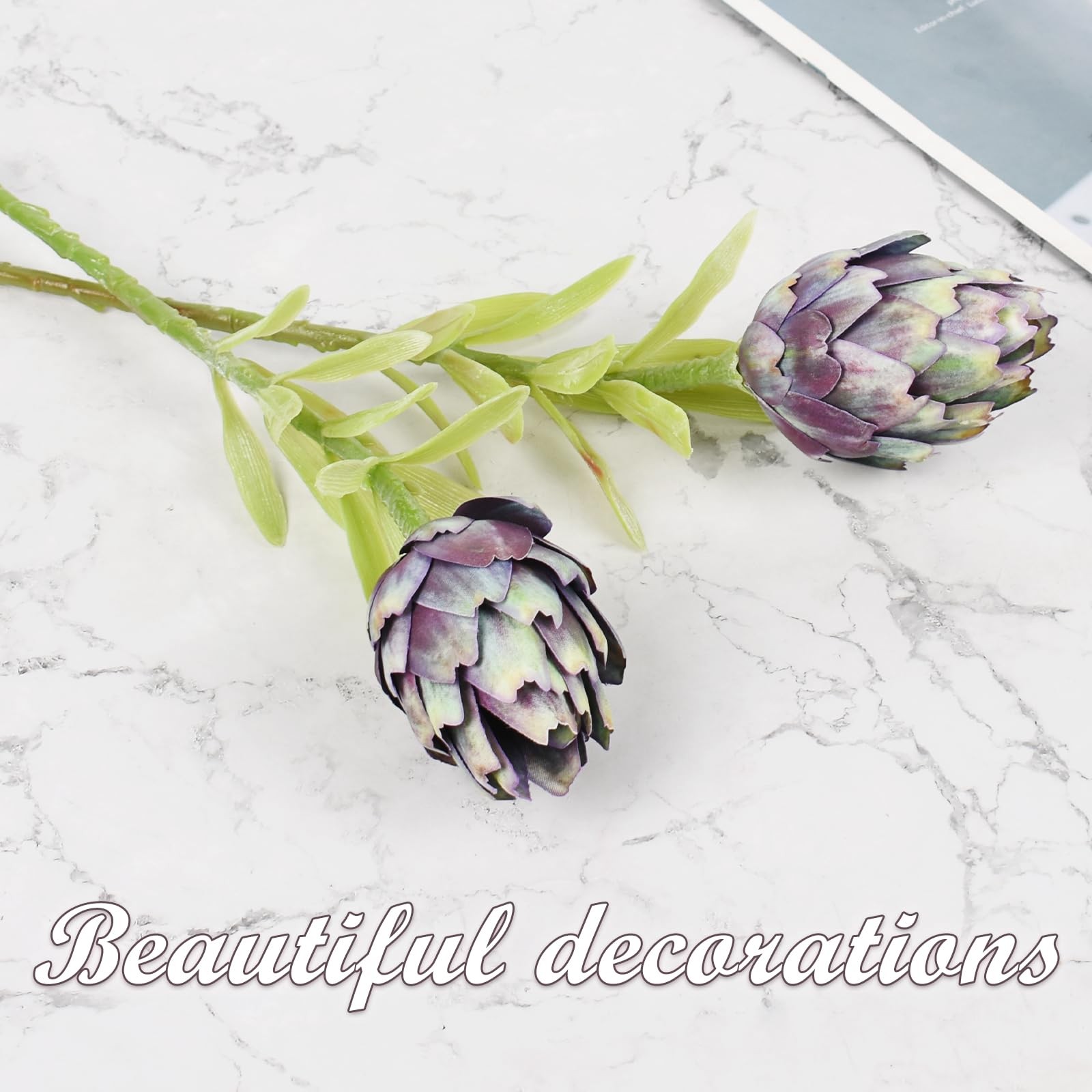 Artificial Artichokes Flowers, 2 Pcs 22″ Fake Artichokes Stems for DIY Craft …
