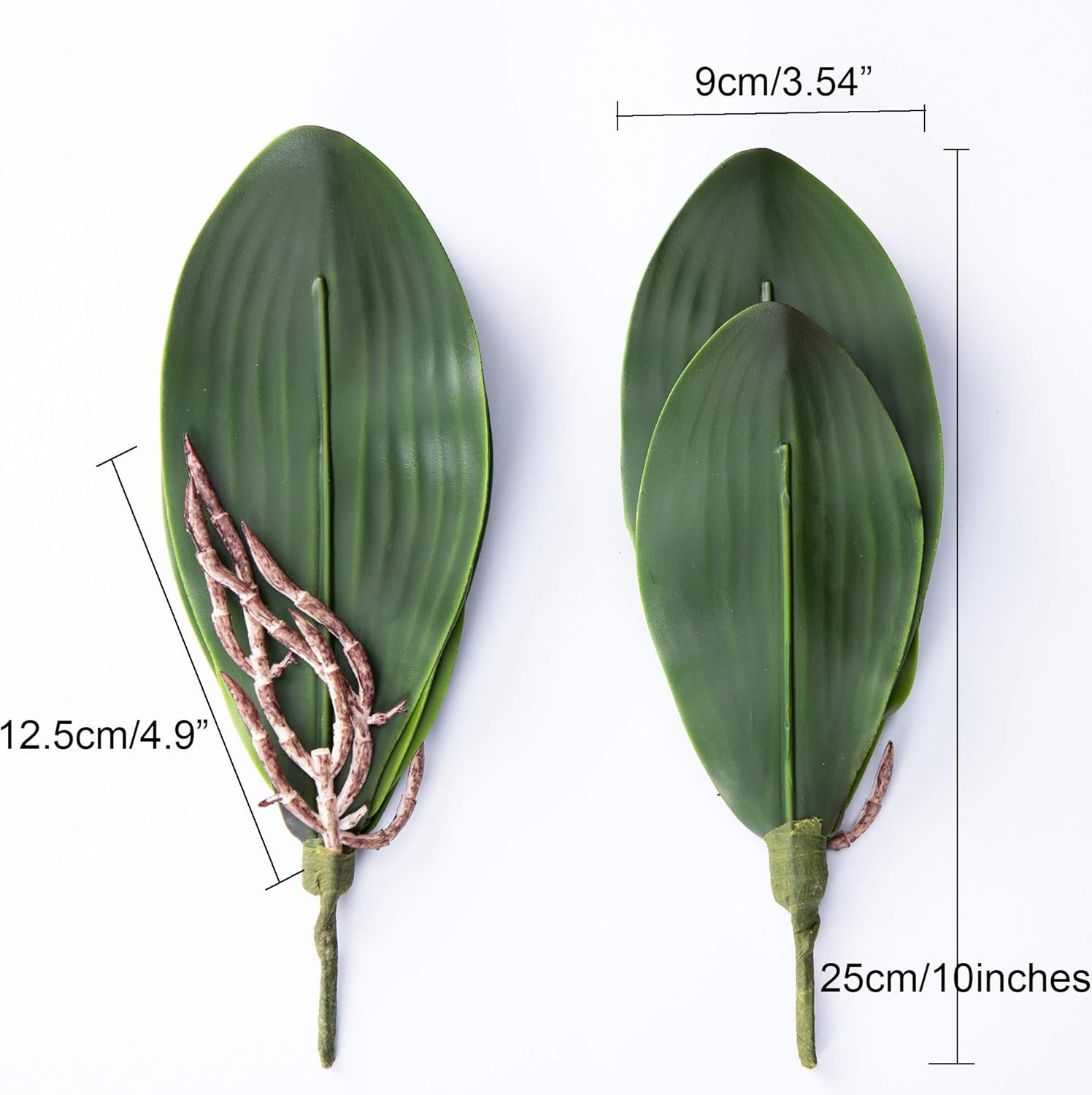 Faux Orchid Leaves Artificial Phalaenopsis Leaf Bulk 10 Inches 2Pcs Real Touch L