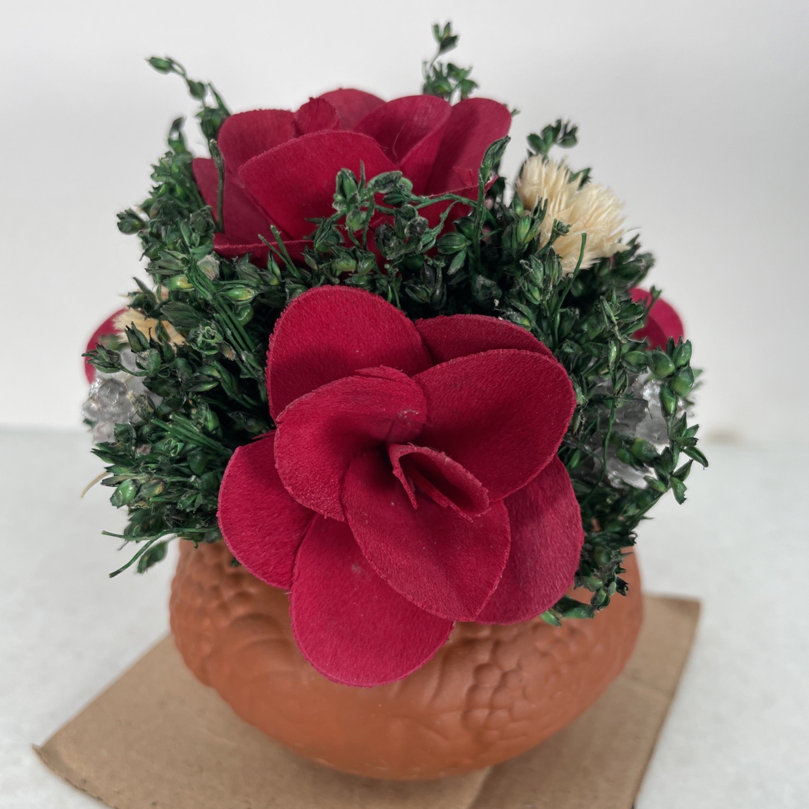 Vintage 2003 Christmas Mini Floral Arrangements Lot of 2 in Terracotta Pots New