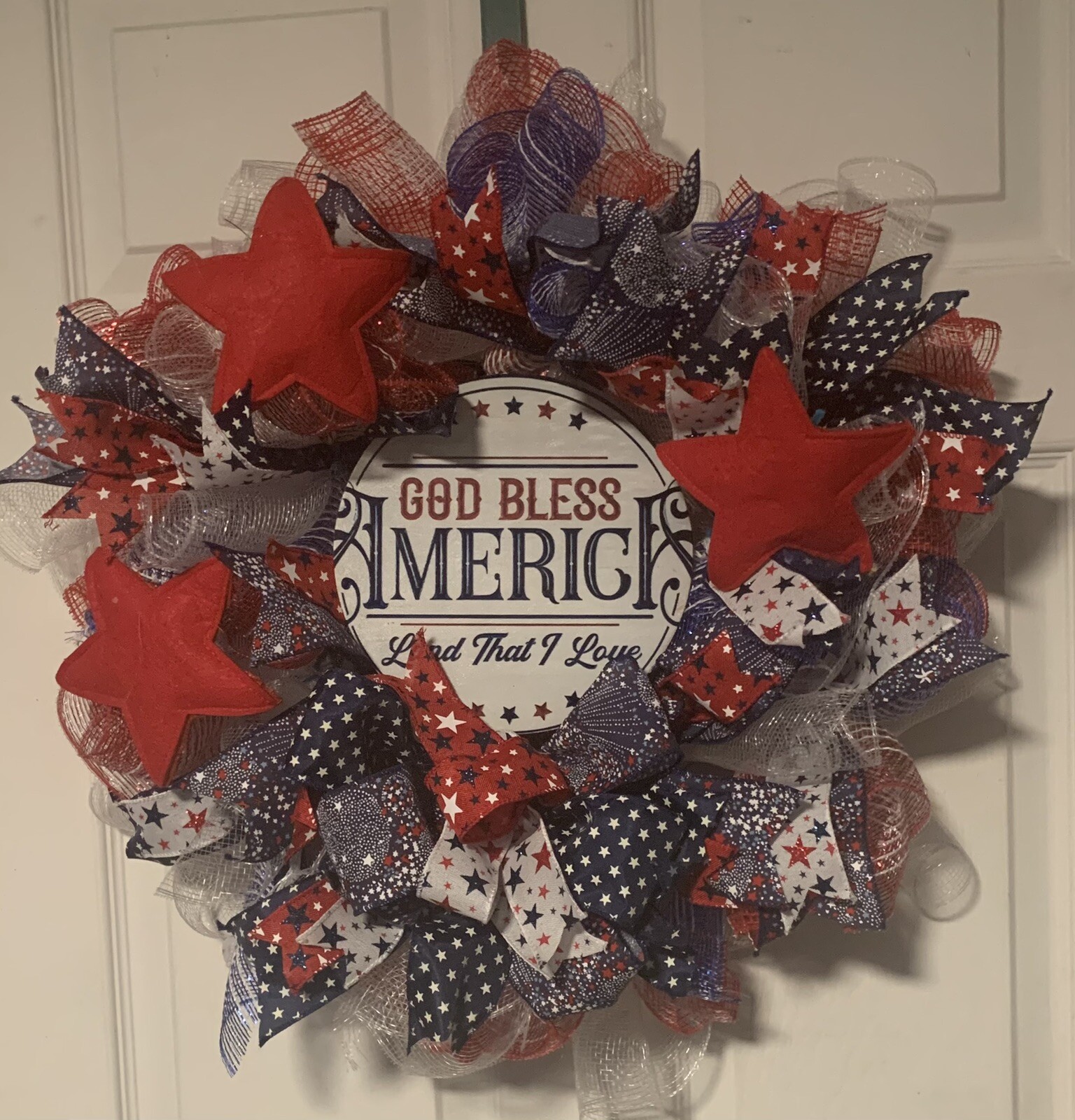 God Bless America Patriotic July 4th Veterans Memorial Day Wreath
