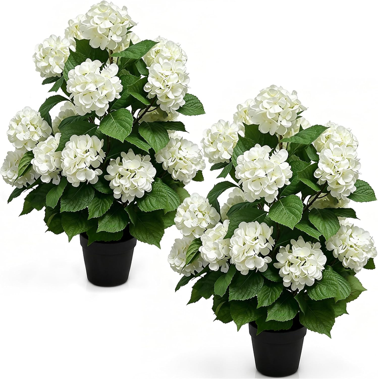 Artificial Hydrangea Tree 29.9″ Tall Set of 2, Faux Hydrangea Flowers in Pot, UV