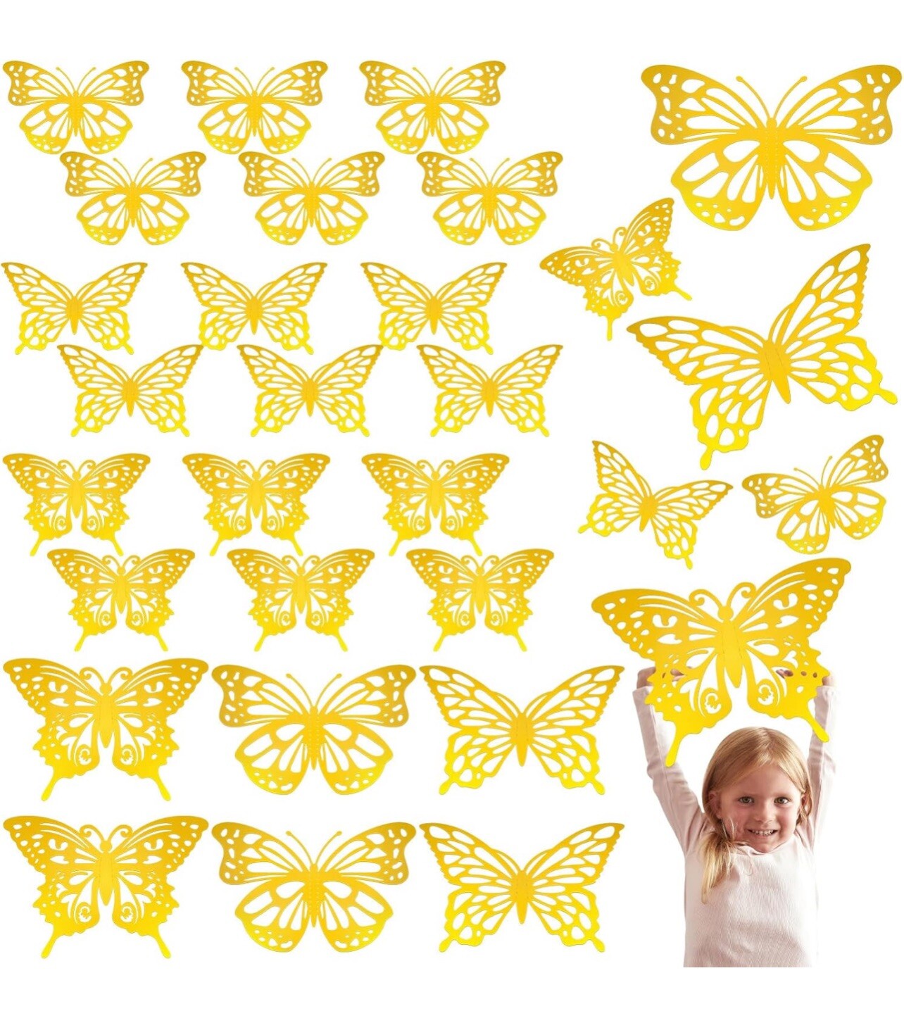 24 Pcs Large Butterfly Party Decoration 3D Butterflies Wall Decor Set 2 Sizes 3