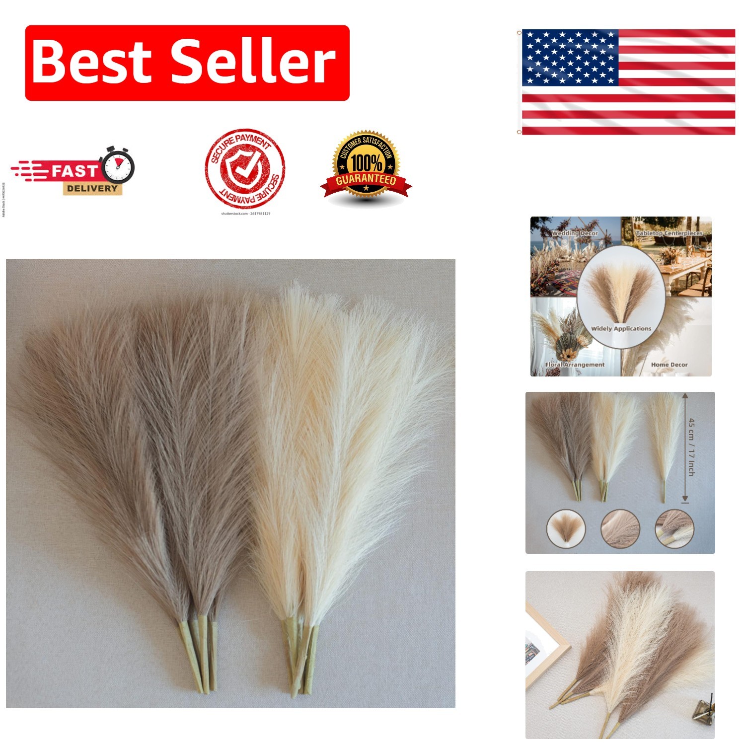Low-Maintenance 6 Piece Faux Pampas Grass – Perfect for Elegant Arrangements
