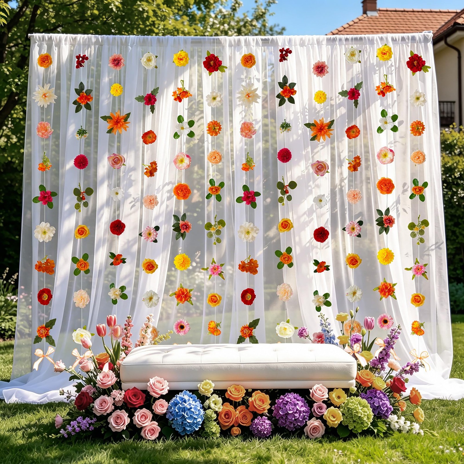 Livole 6Pc Wildflower Garland Multi Orange