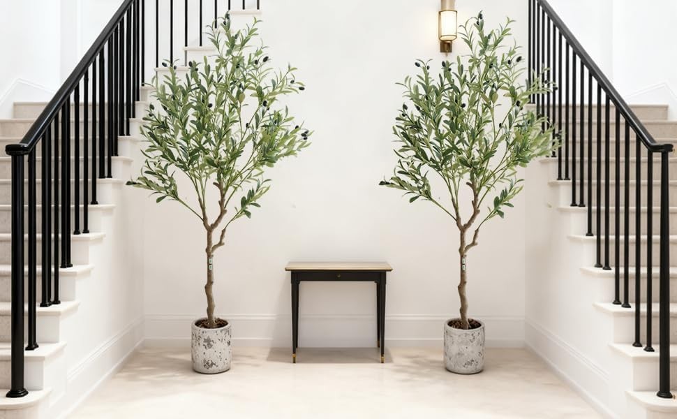 Artificial Olive Tree 150-210cm Tall,Lifelike Trunk & Leaves,UV Resistant,w/ Pot