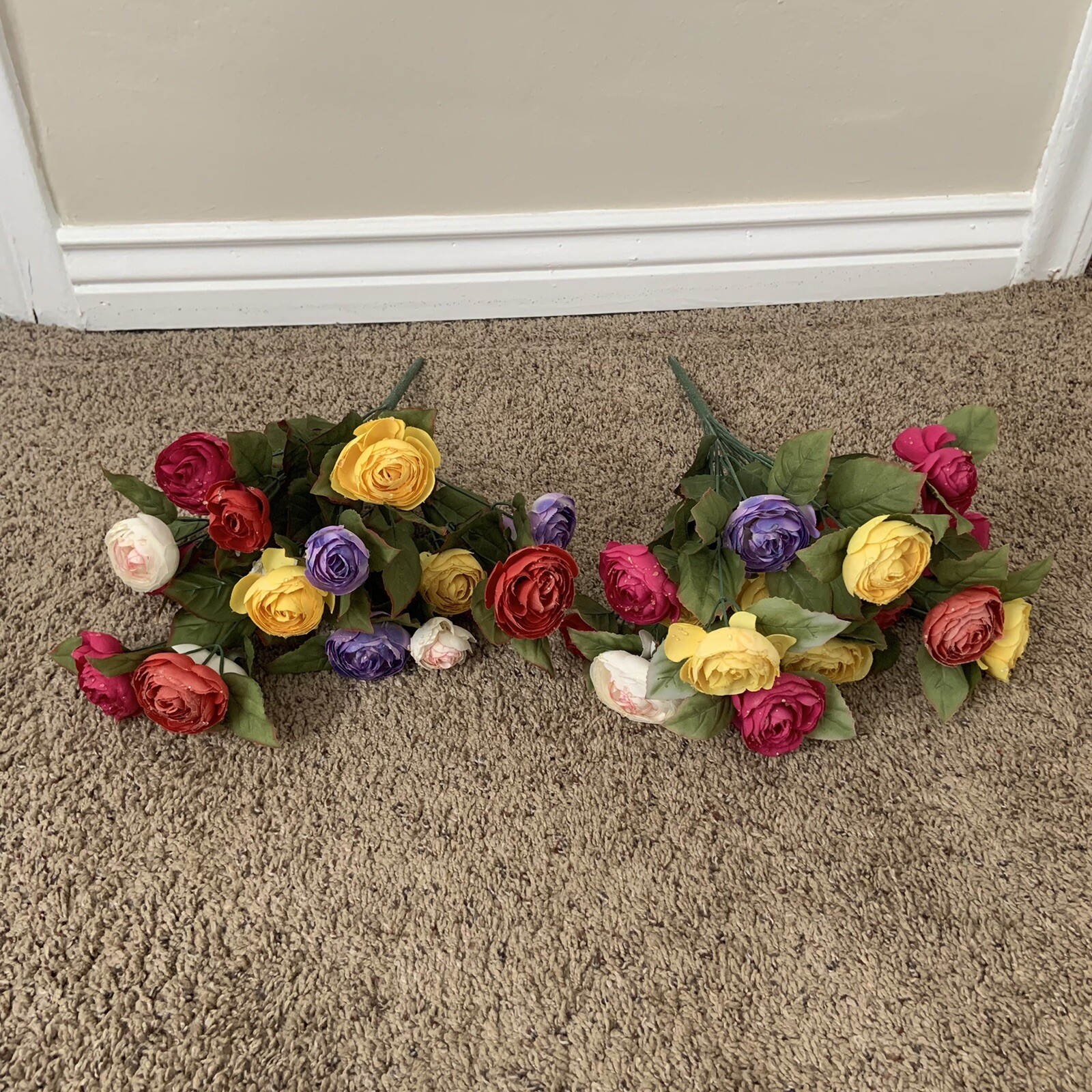 Faux Colorful Flower Bundles Red Purple Yellow White Roses