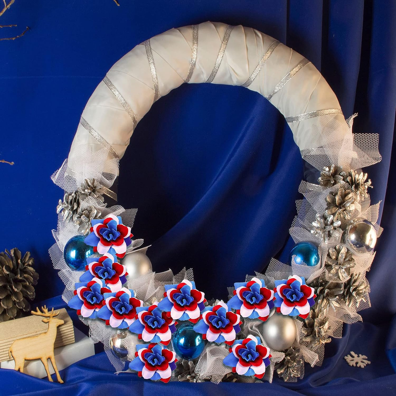30 Pcs Artificial Rose Decor Red White Blue Artificial Rose Garland Flower Color