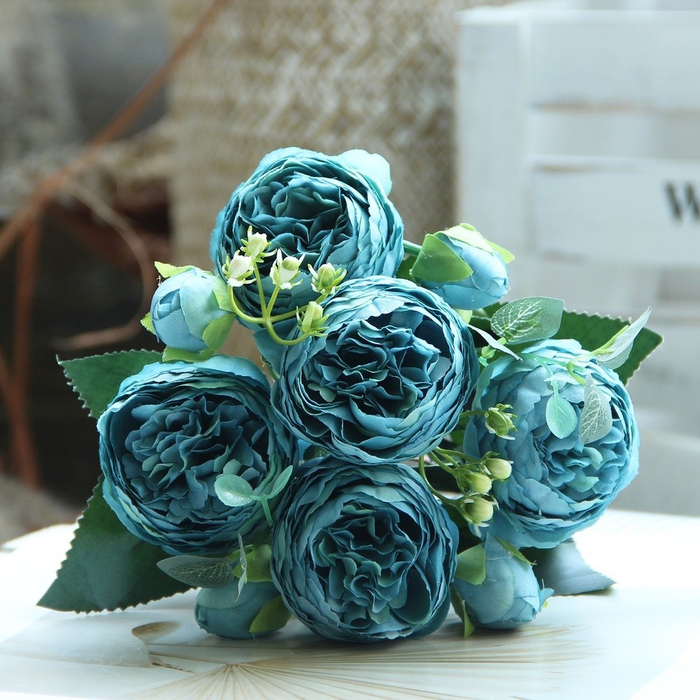 5 Head Peony Rose Bouquet Artificial Flowers for Weddings and Home Decor